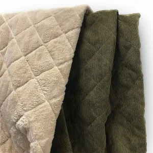 Coating | Army Green Quilted Corduroy