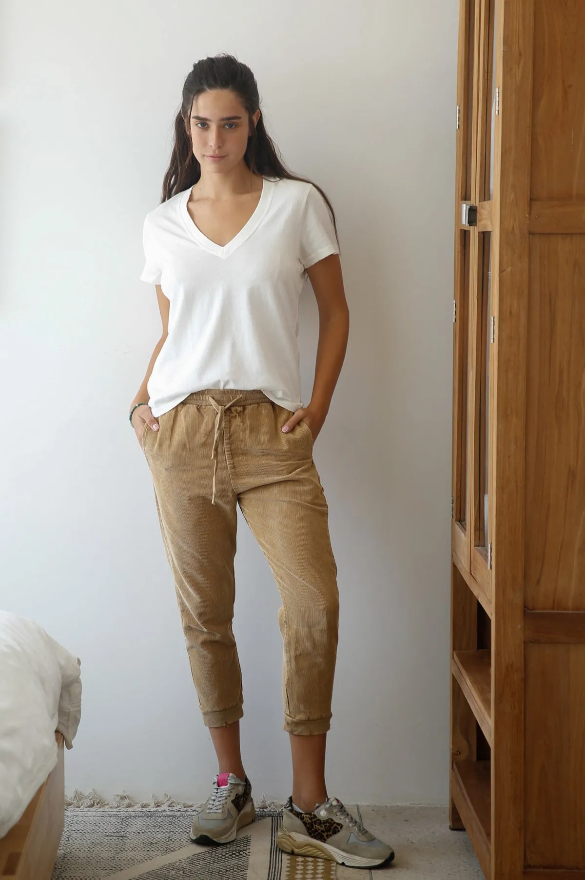 Coco Elastic Ribbed Corduroy Pants