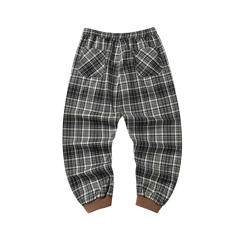 Color-plaid letter label loose straight leg stretch leg sweatpants