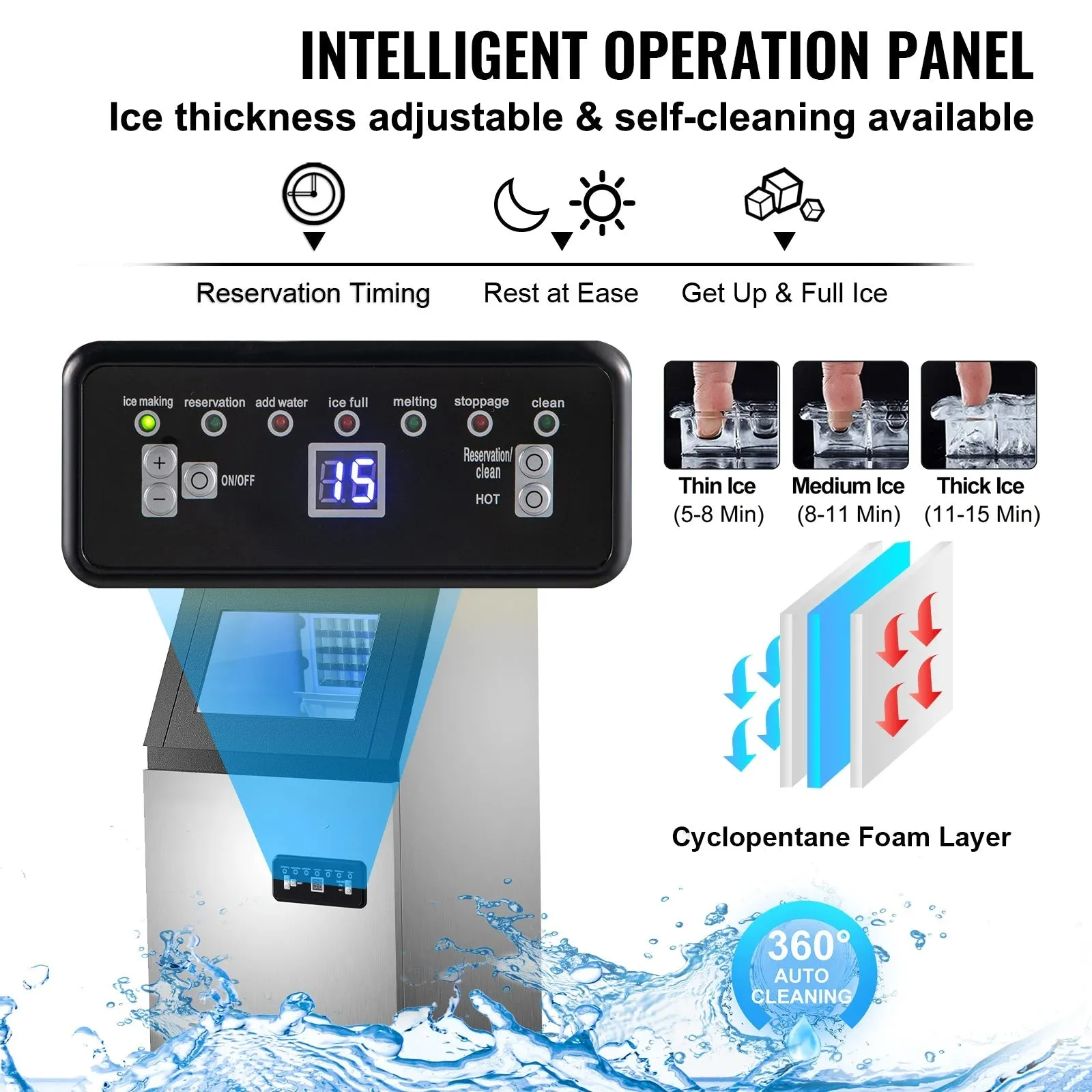 Commercial Ice Maker Ice Cube Machine High Ice Yield and Storage