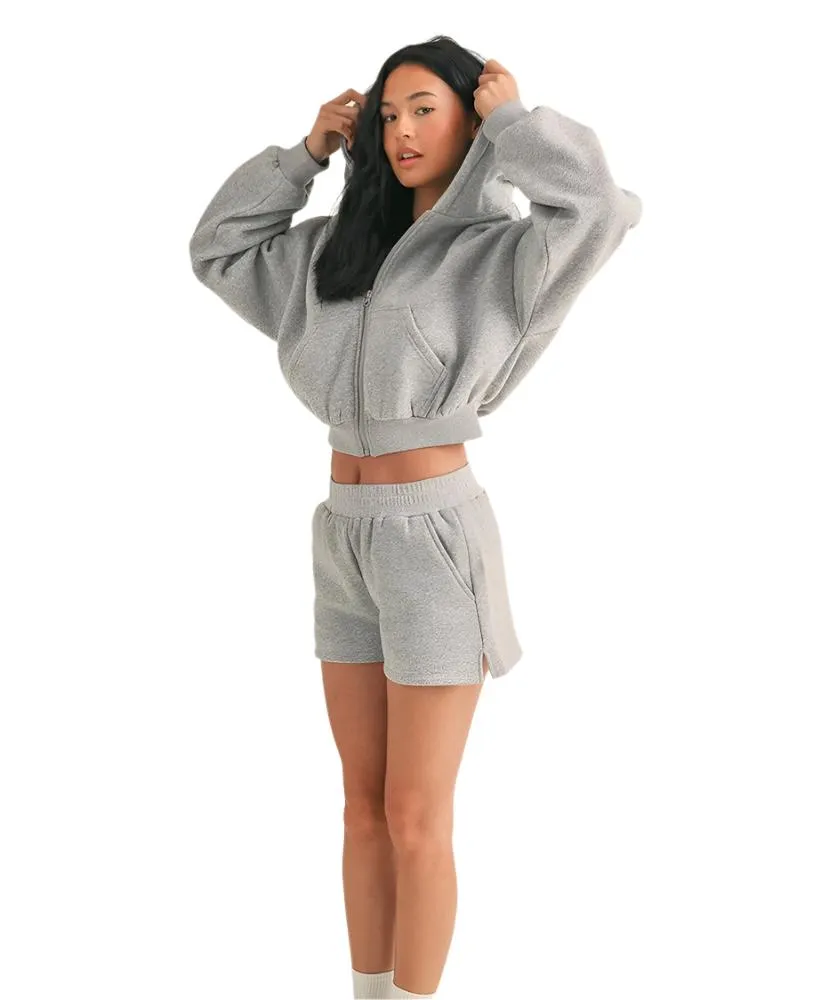 Cora Cozy Oversized Crop Zip Hoodie