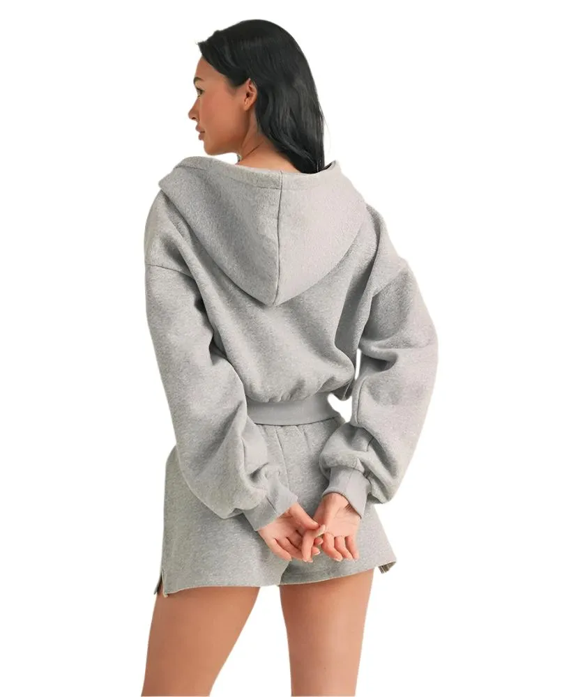 Cora Cozy Oversized Crop Zip Hoodie