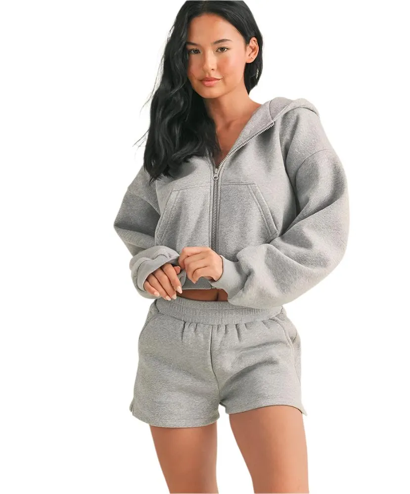 Cora Cozy Oversized Crop Zip Hoodie