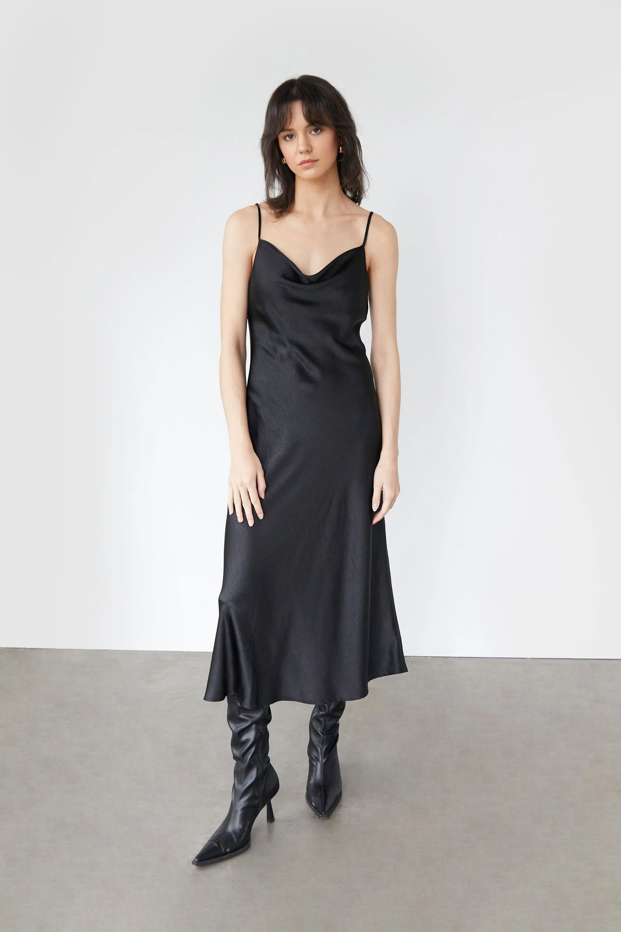 COWL NECK SLIP DRESS