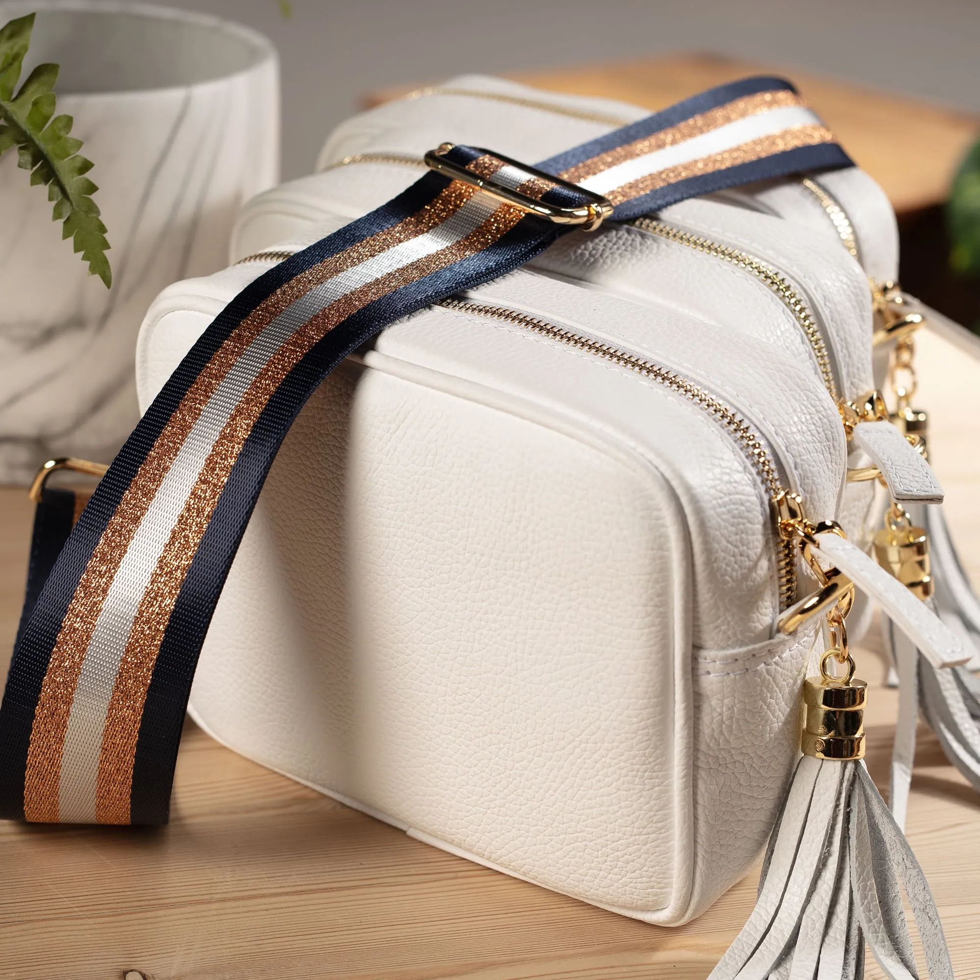 Crossbody White (Navy Copper strap)