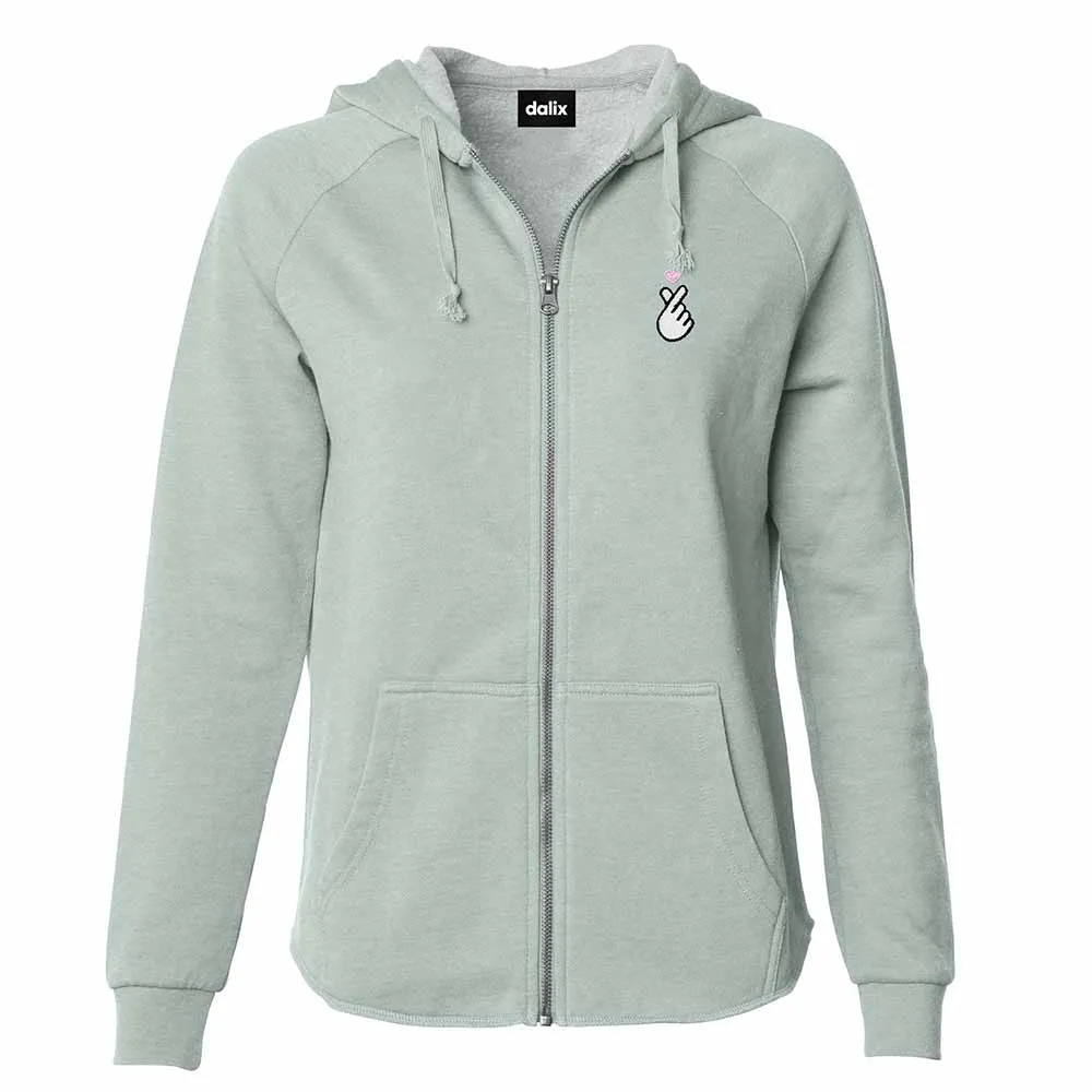 Dalix Snap Heart Washed Zip Hoodie