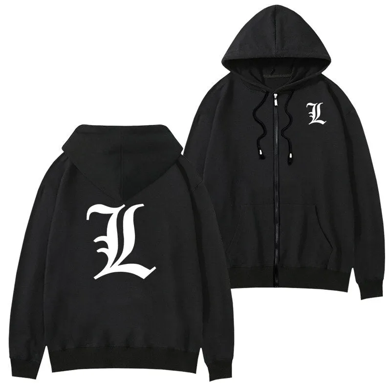 Death Note Anime Cartoon Hoodie Sweatshirt Women Long Sleeve Casual Harajuku Oversized Hoodie Zip Up Jacket Unisex Cosplay Oodie