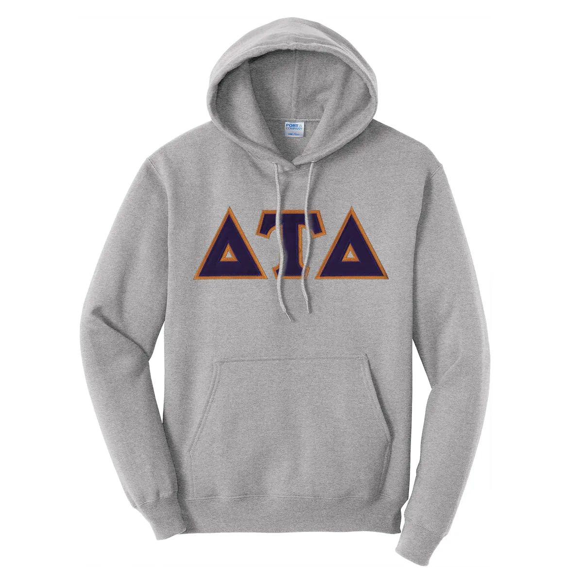 Delt Heather Gray Hoodie With Sewn On Letters