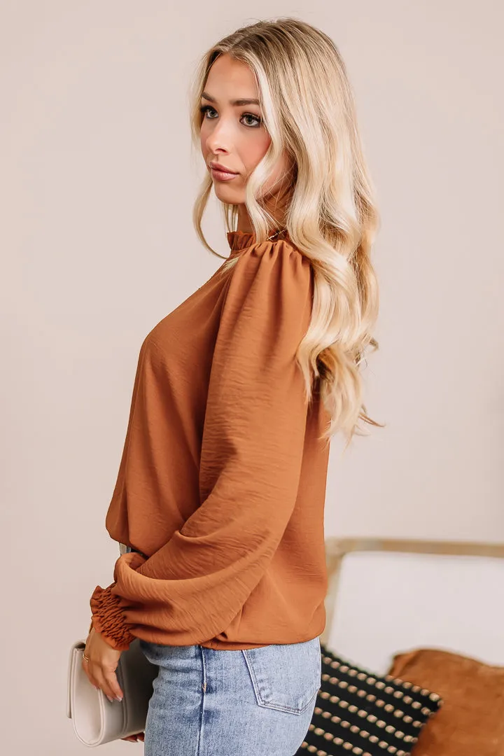 Don't Slip Away Mock Neck Top | Copper