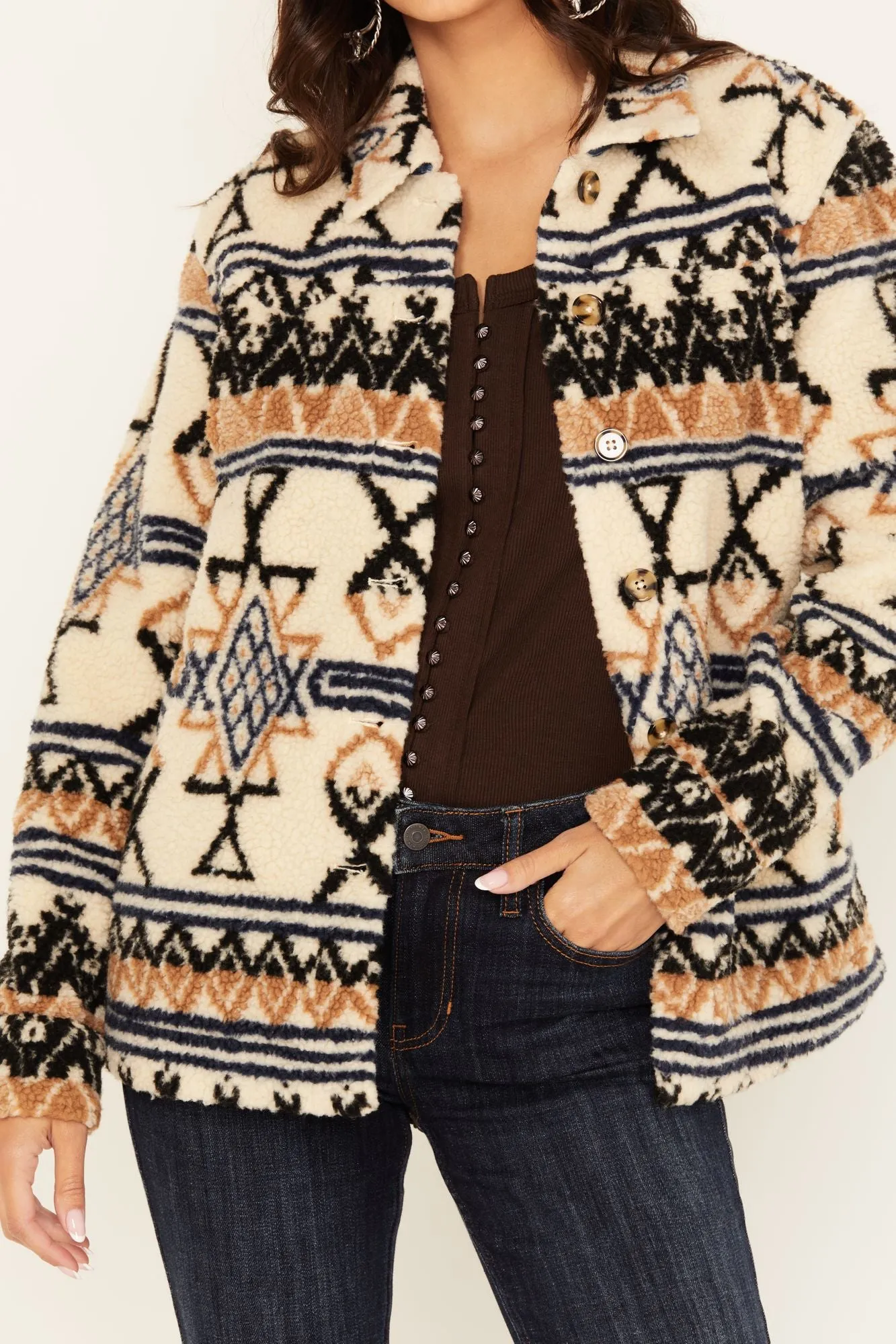 Dowlan Southwestern Print Sherpa Jacket