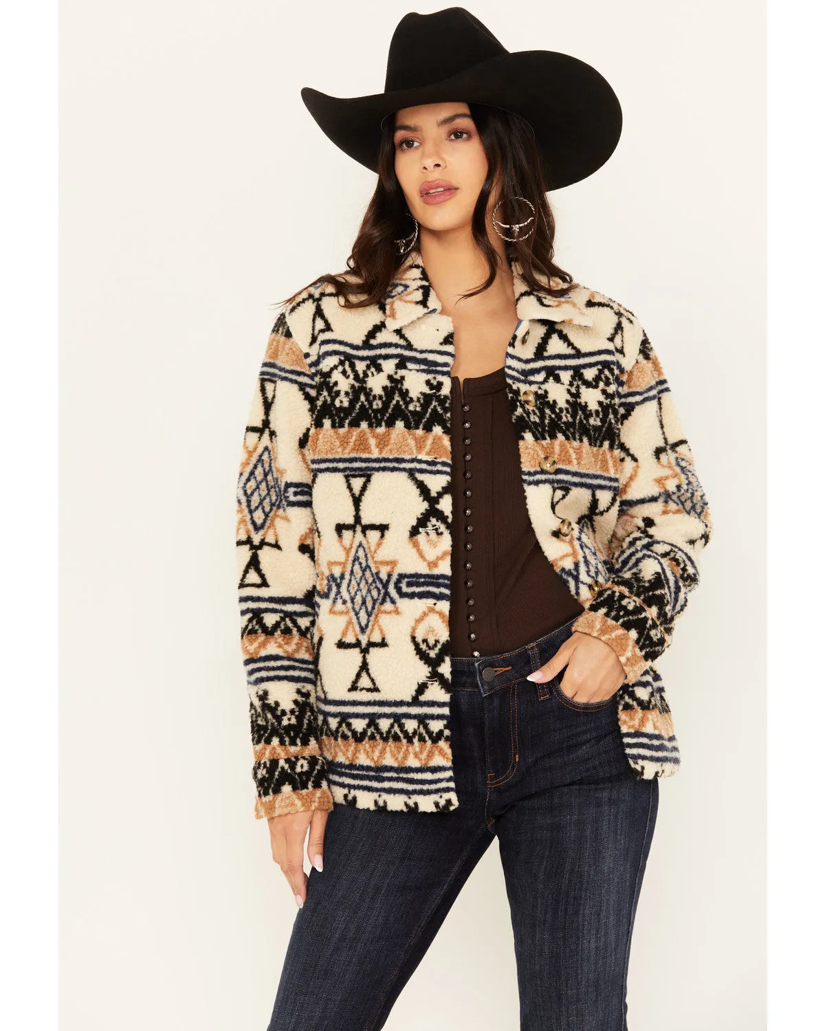 Dowlan Southwestern Print Sherpa Jacket