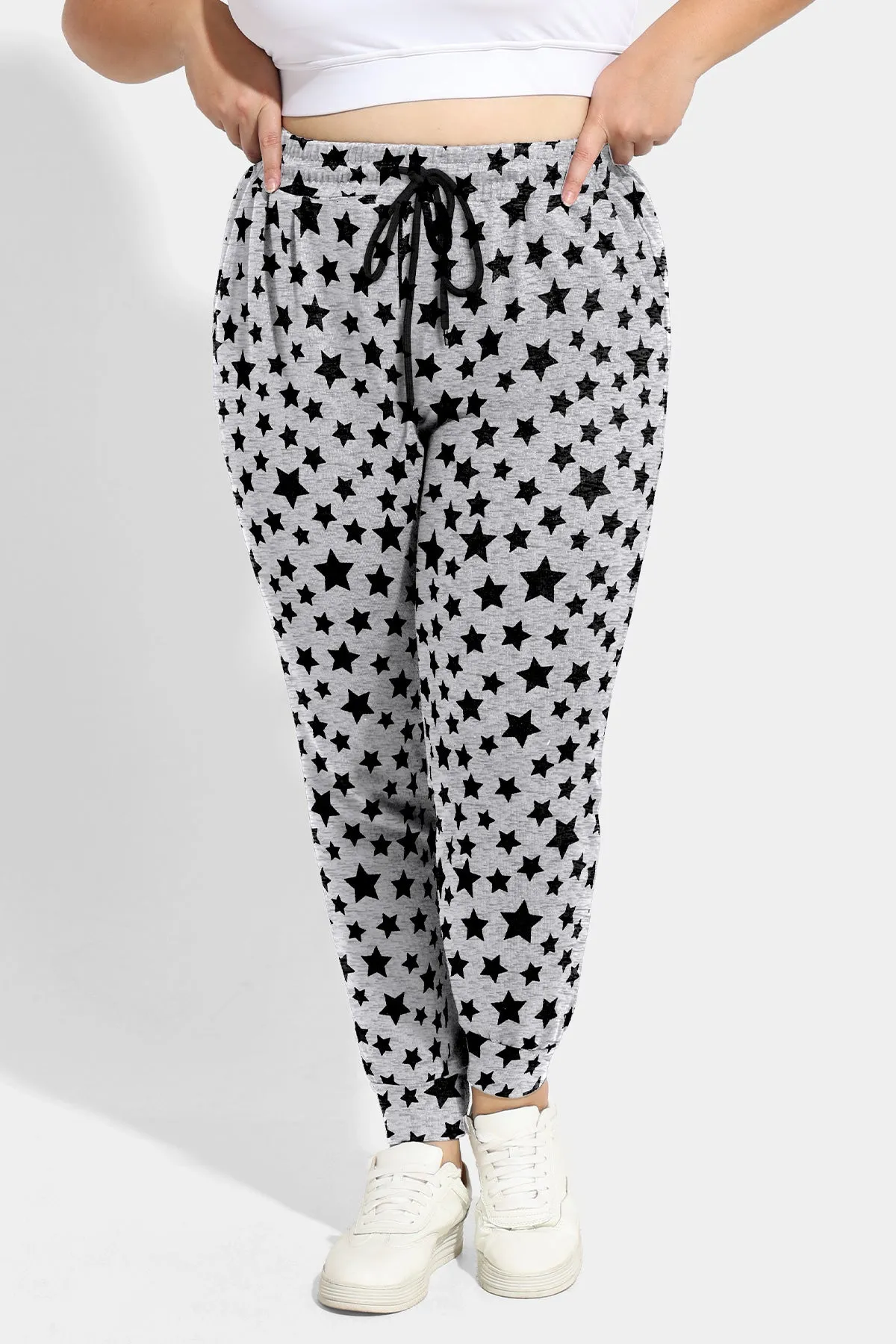 Drawstring Elastic Waist Star Pockets Sweatpants