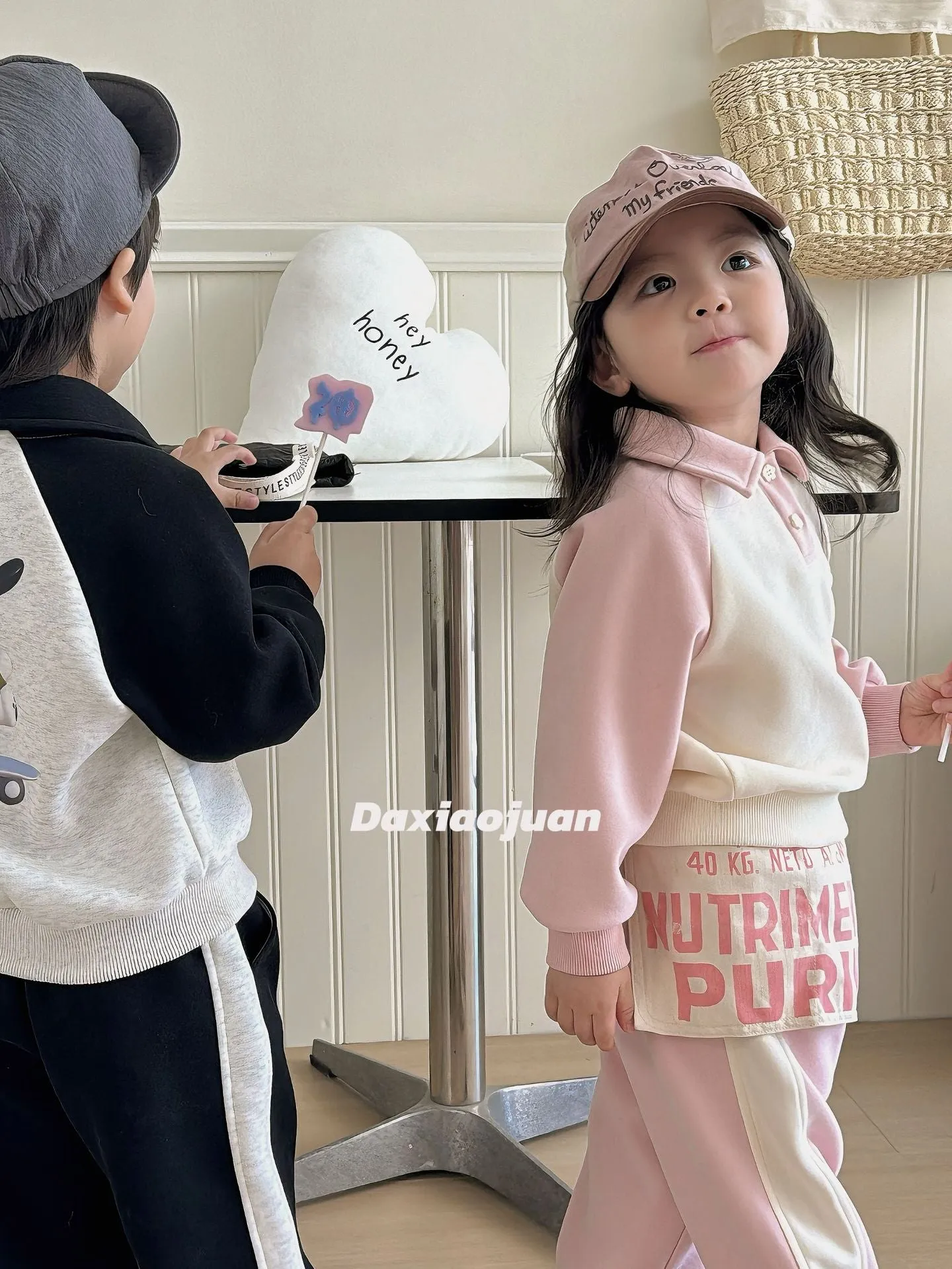 DXJ Kids Polo Sweatshirt & Sweatpants Set