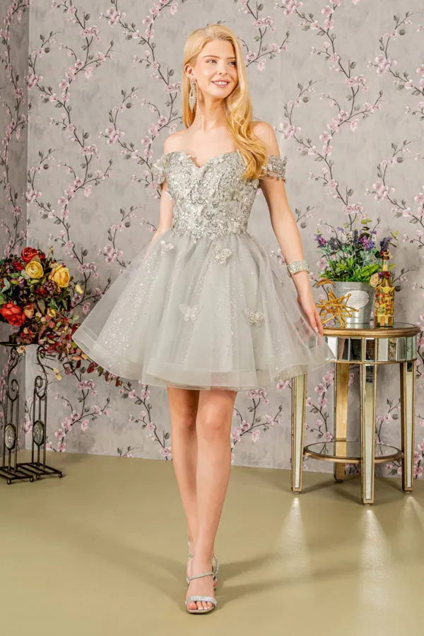 Elizabeth K - GS3186 - Sequin Sweetheart Neckline Cocktail Dress - Short