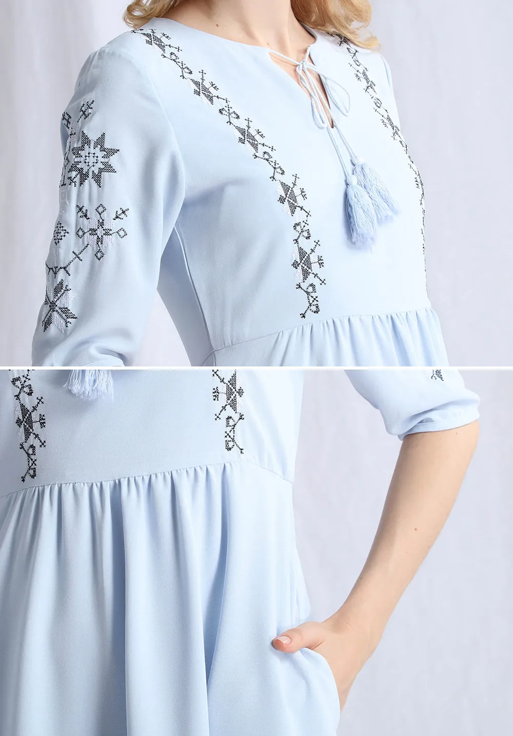 Embroidered Babydoll Dress