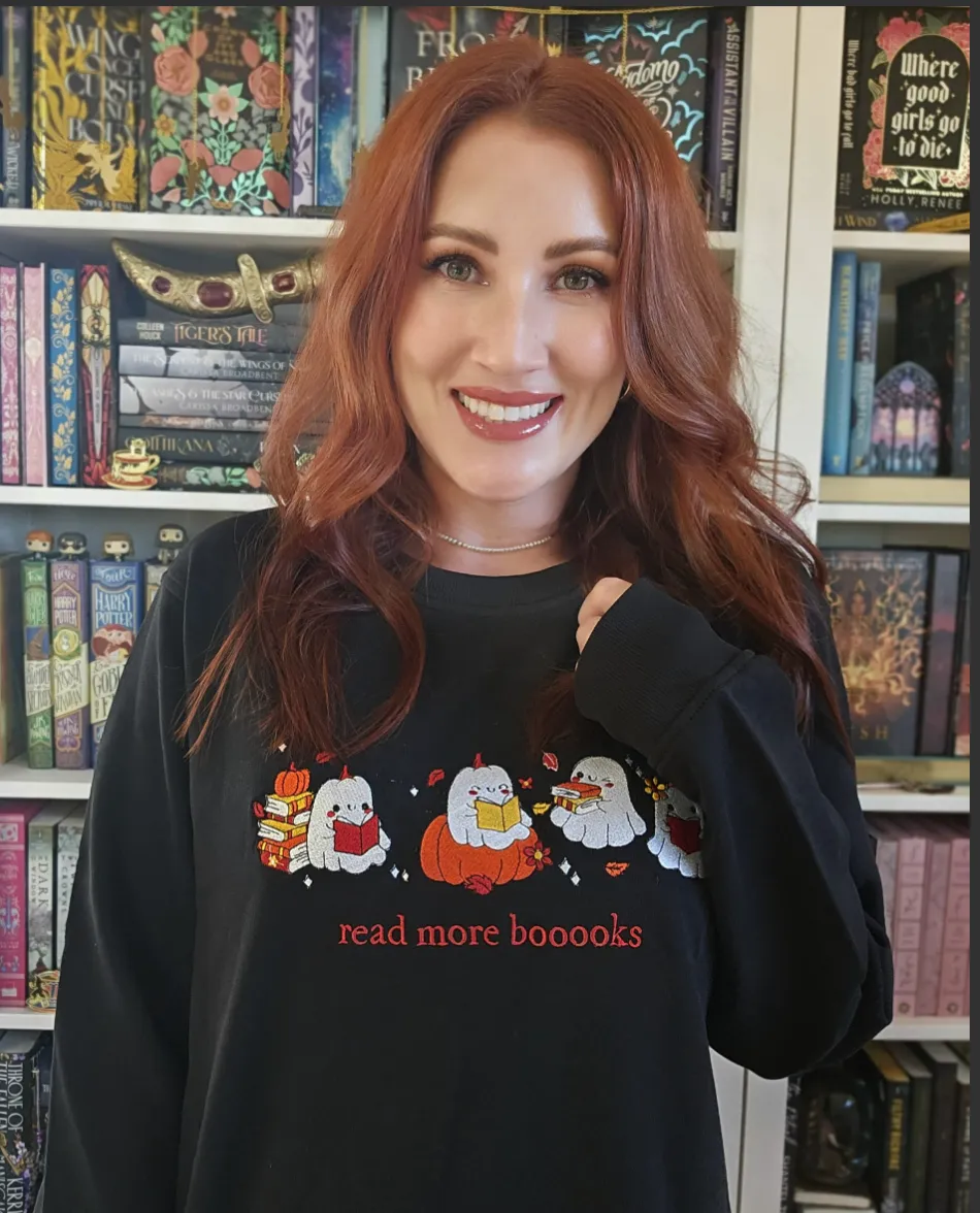 Embroidered Read More Books Ghost Crewneck Organic Sweatshirt