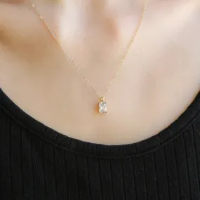 ENVY | Clear 18K Gold Plated Sterling Silver Necklace With French Small Square Diamond Pendant