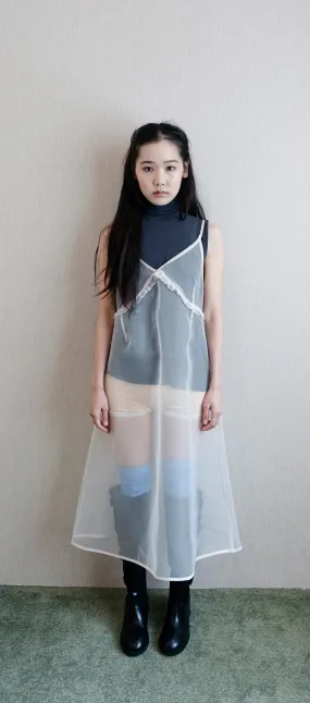 [FAERIE] FW 23 puffy organza slip dress