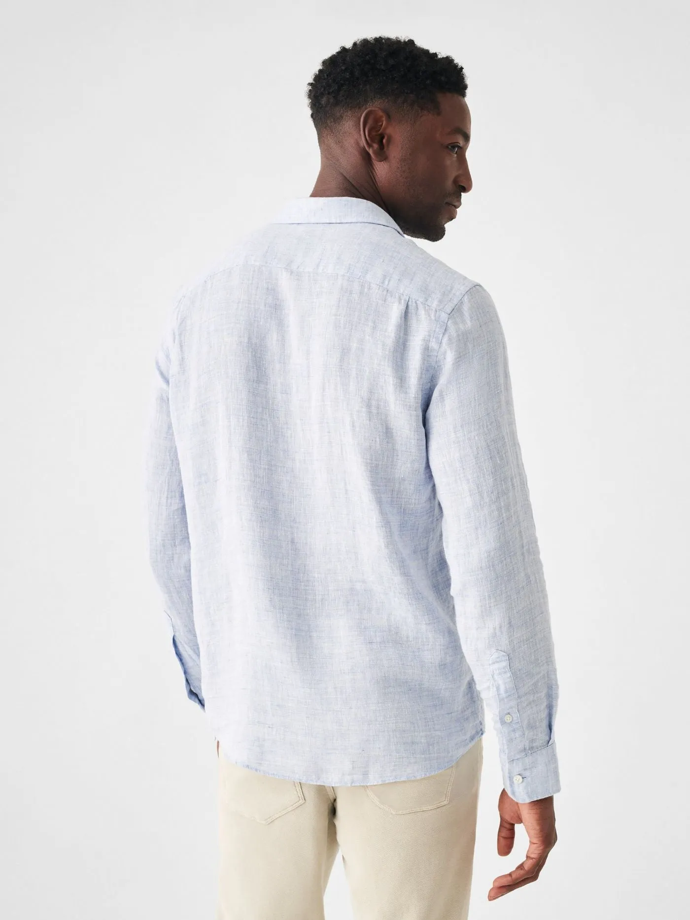 Faherty Linen Laguna Shirt in Light Blue Melange