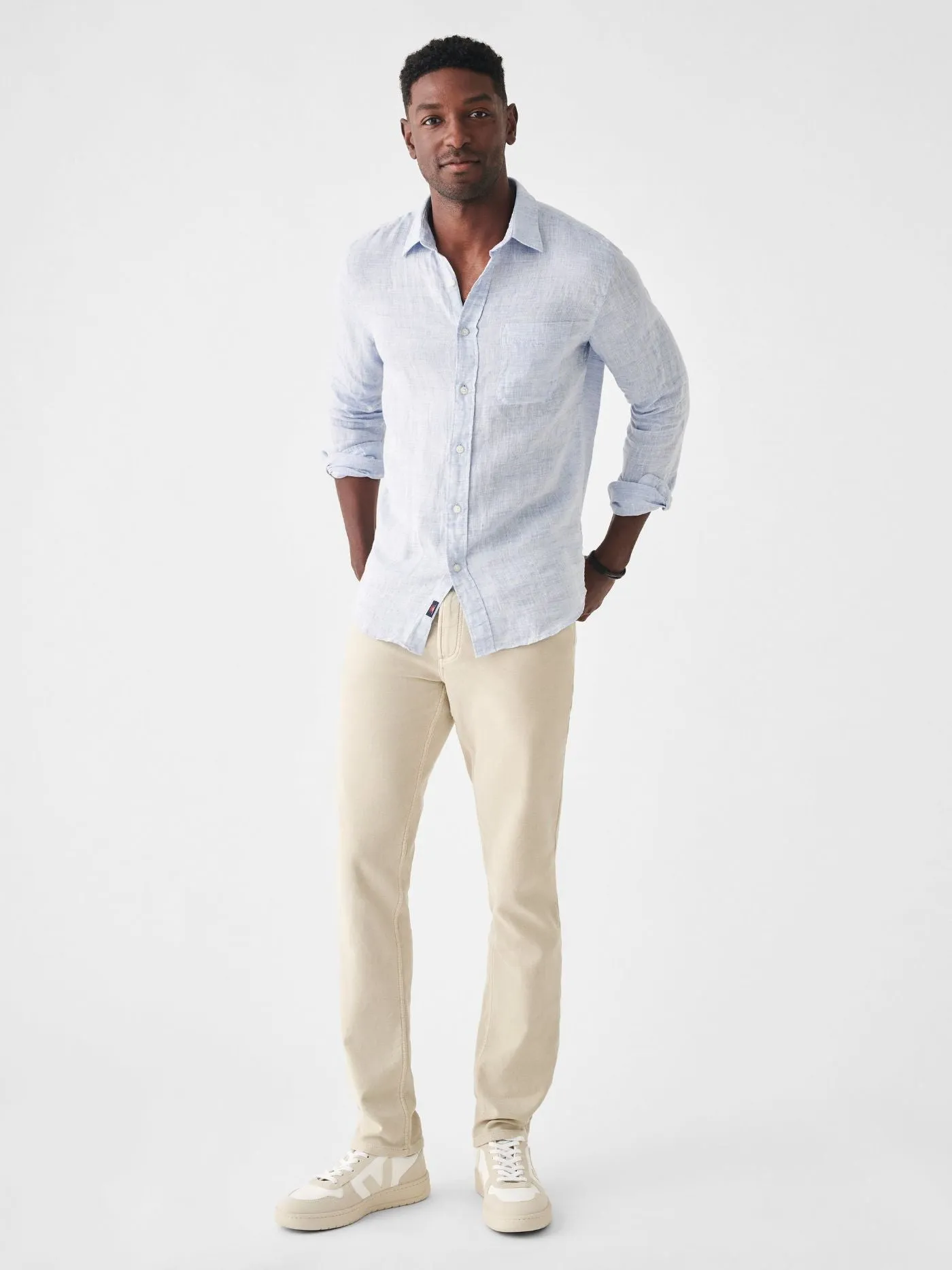 Faherty Linen Laguna Shirt in Light Blue Melange