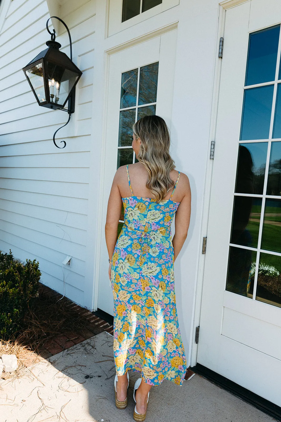 Flowers Of Plenty Midi Dress - Blue