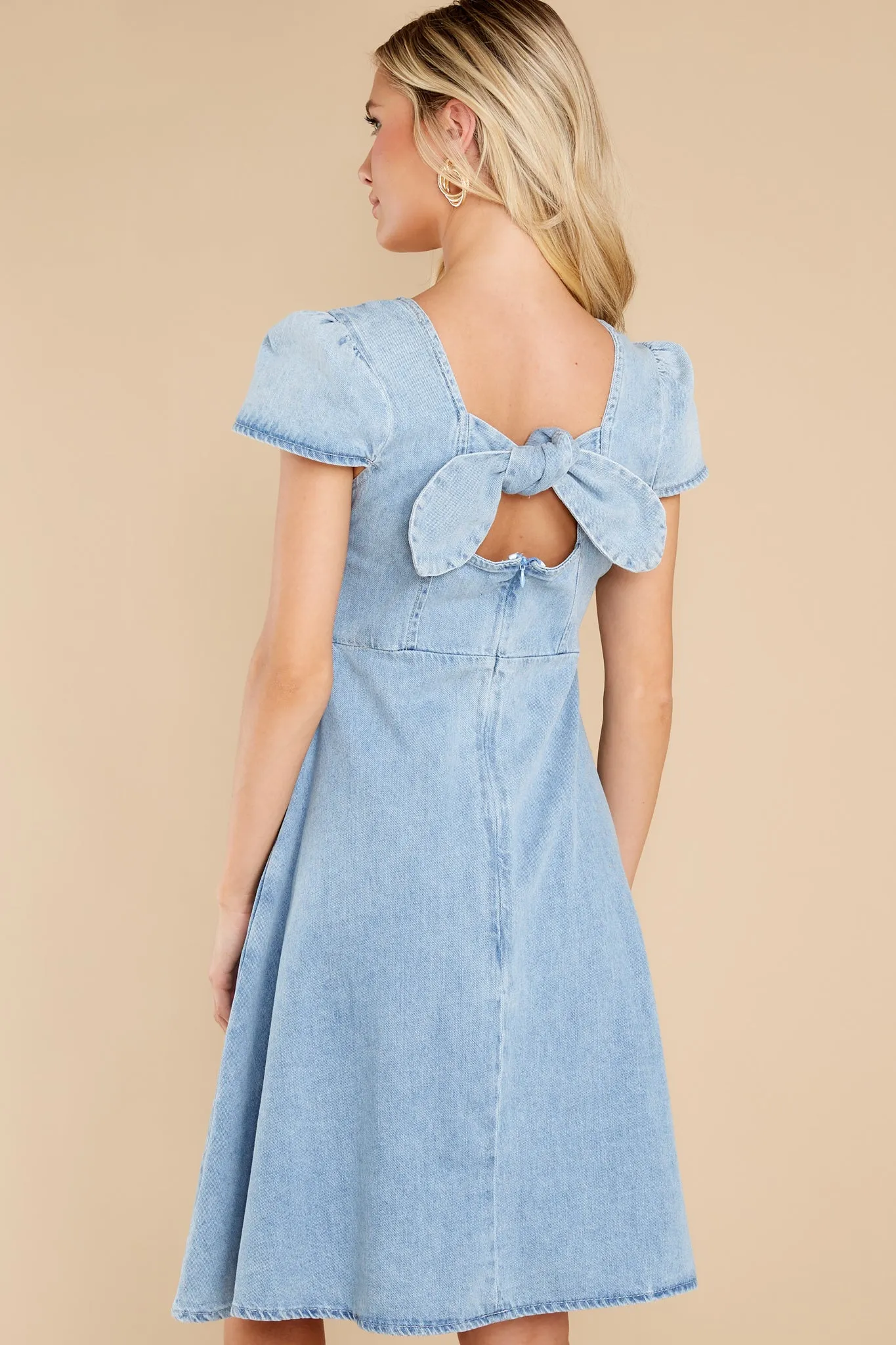 For A Good Day Light Wash Denim Dress