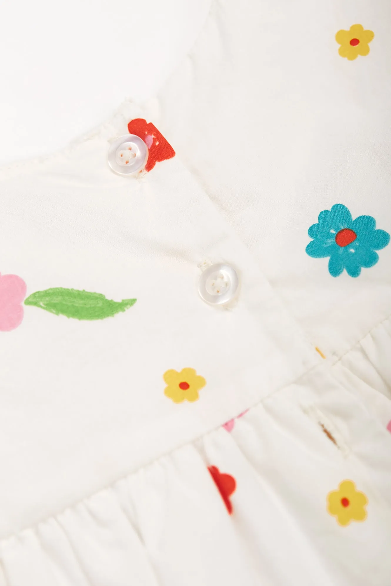 Frugi Elowen Dress Soft White Flowers