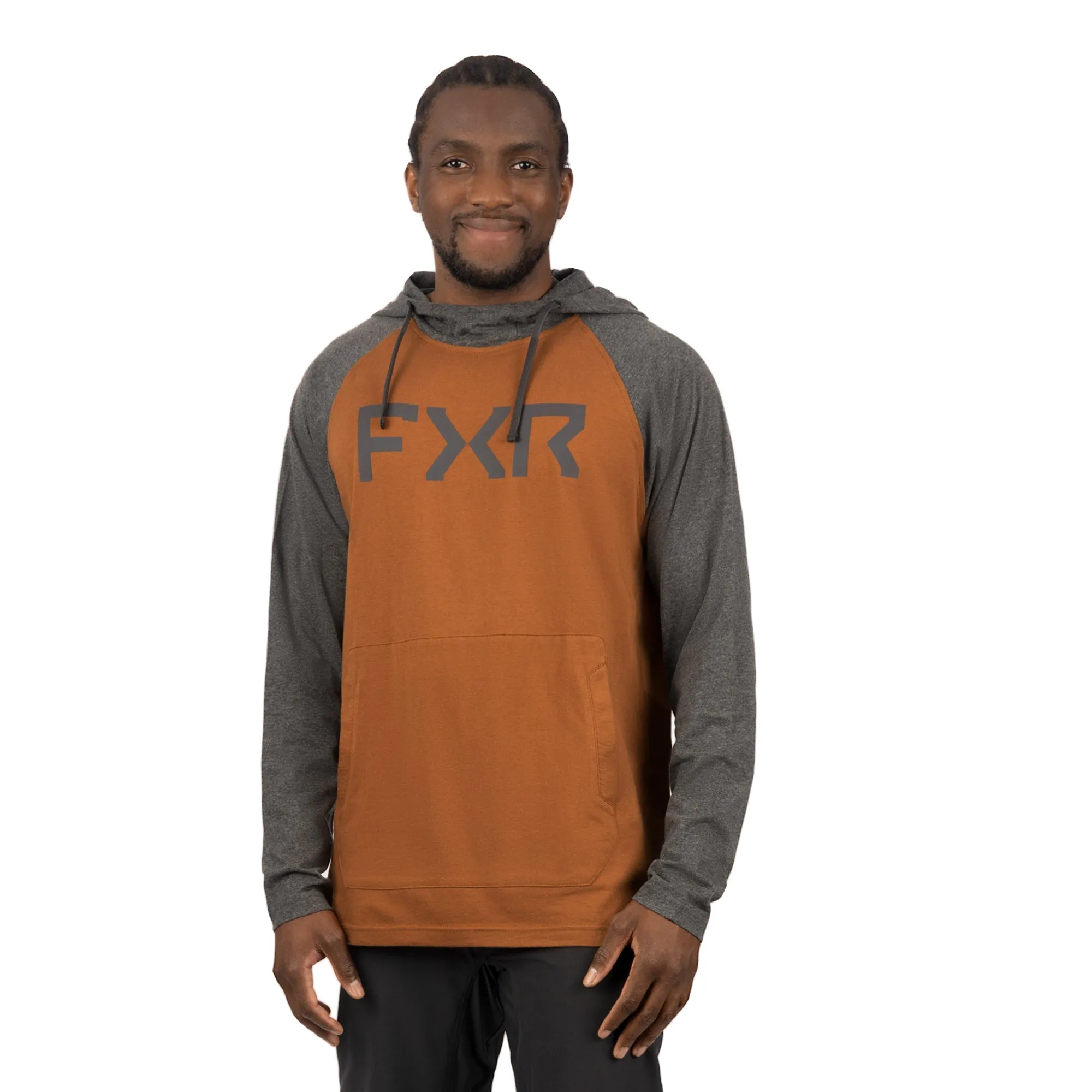 FXR  Mens Trainer Premium Lite Pullover Hoodie Copper Charcoal Heather Sweatshirt