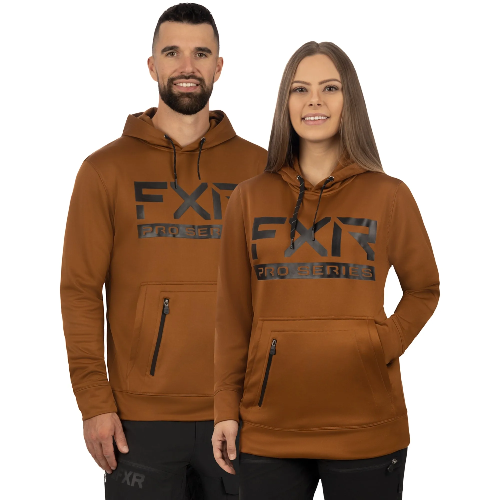 FXR  Pro Tech Pullover Hoodie Water Resistant Zippered Pouch Comfort Copper Black