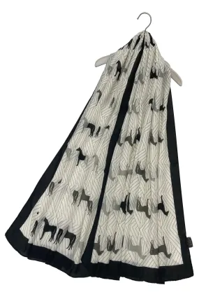 Geometric Repeat Horse Print Scarf - Black