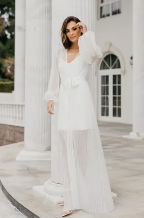 Georgia Pleated Maxi Bridal Robe - Includes Slip