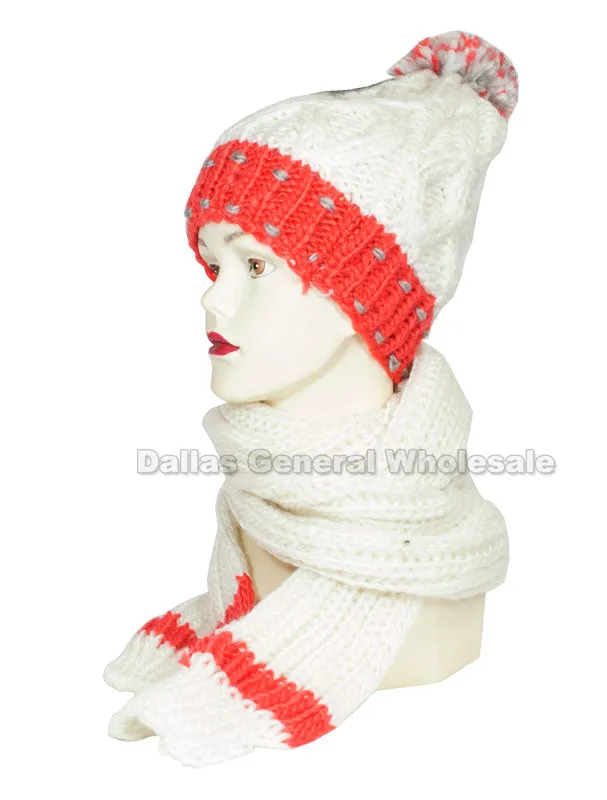 Girls Knitted Beanie Hat with Scarf 2 Pieces Set Wholesale