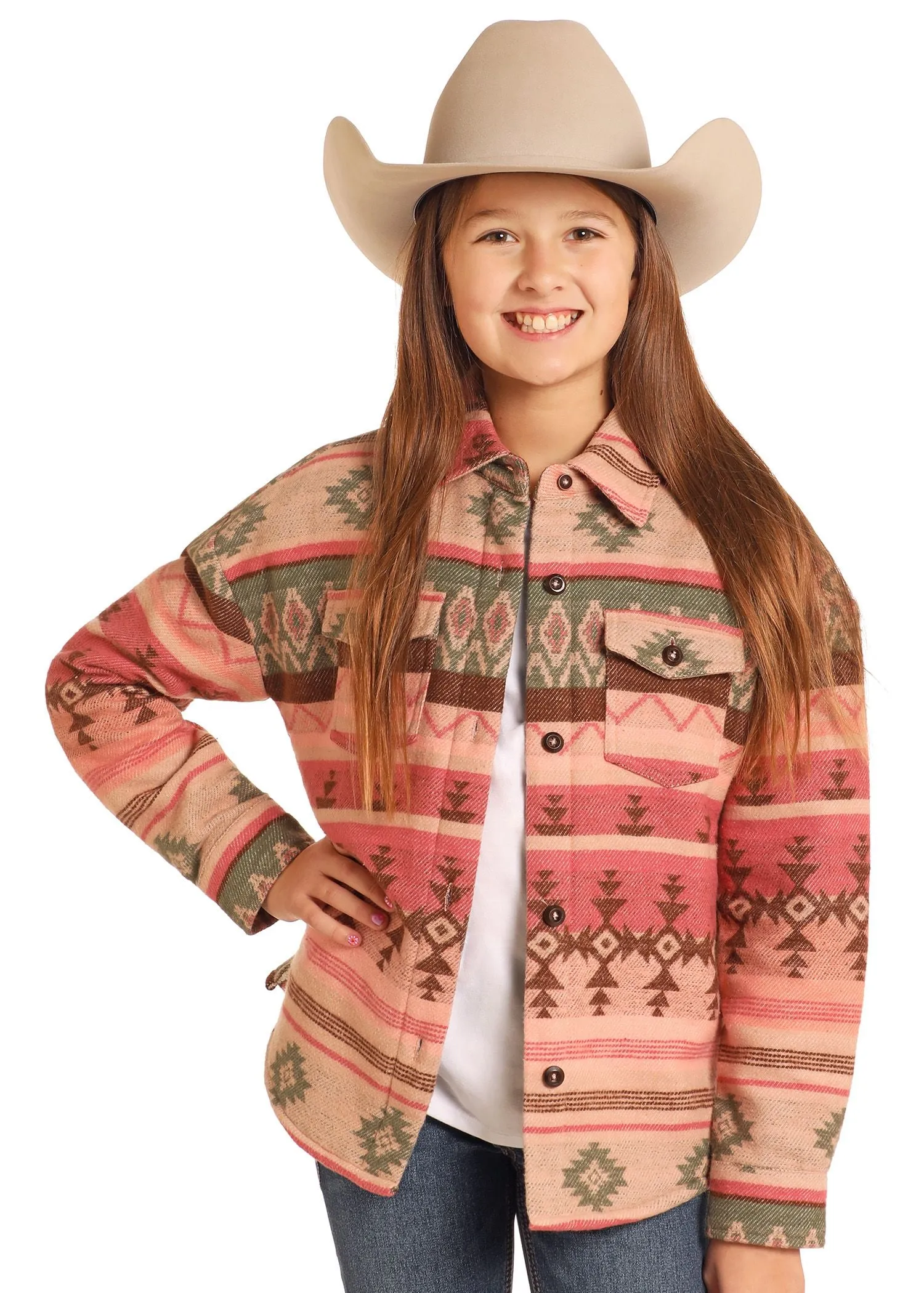 Girl's Rock & Roll Aztec Sherpa Lined Jacket