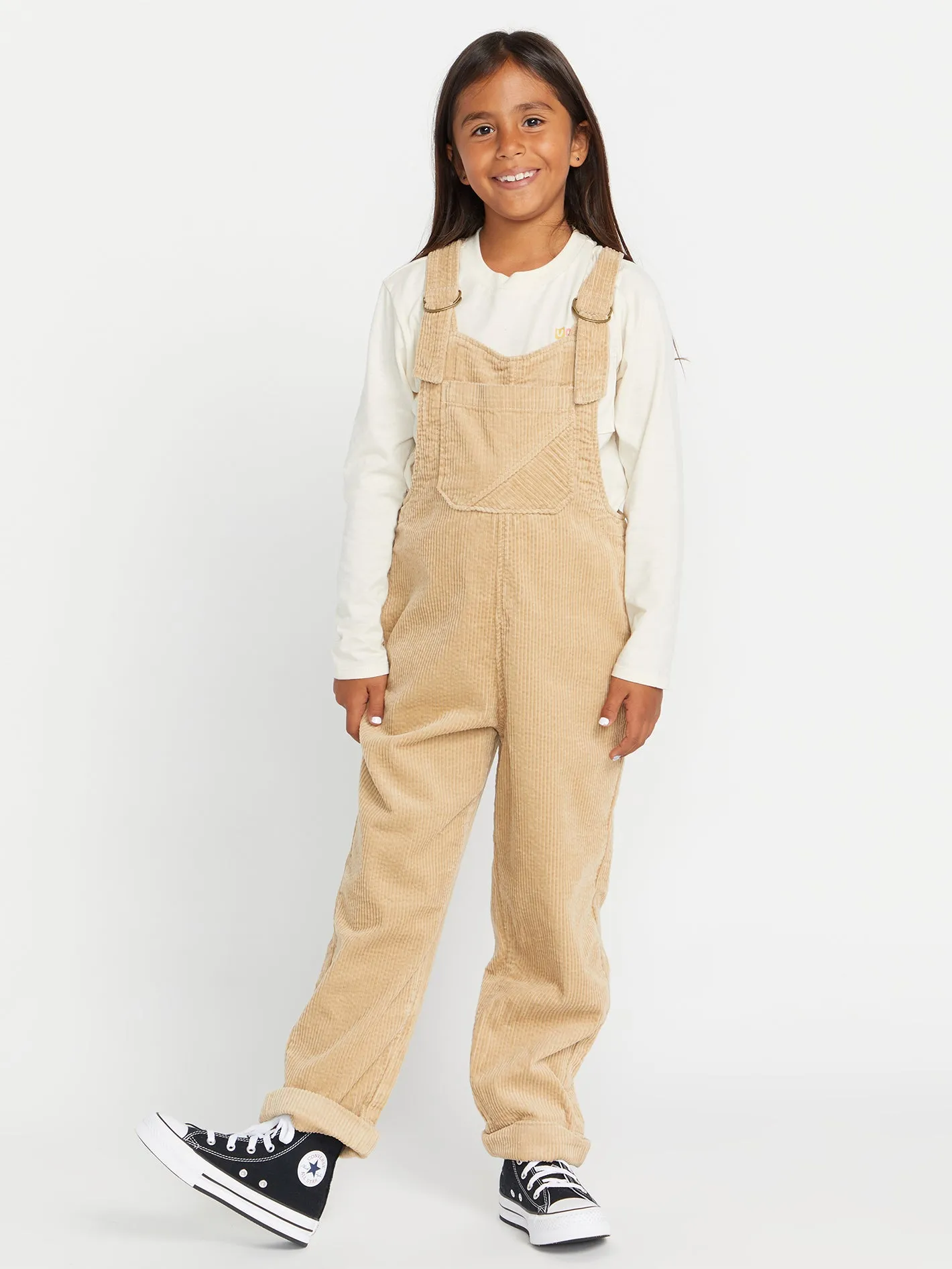 Girls Stone Street Corduroy Overalls - Khaki