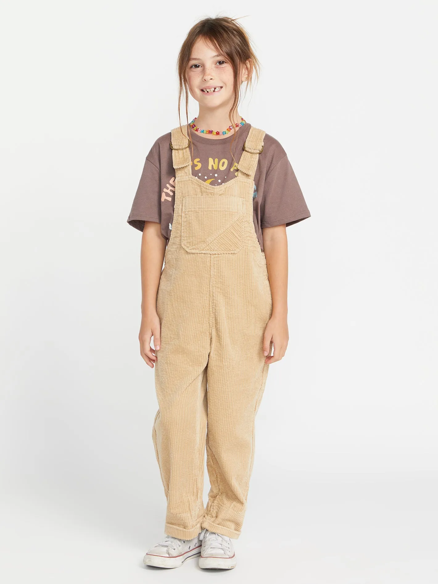 Girls Stone Street Corduroy Overalls - Khaki