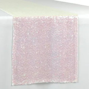 Glitz Sequin Mesh Net Table Runner 12"x108" - Iridescent White