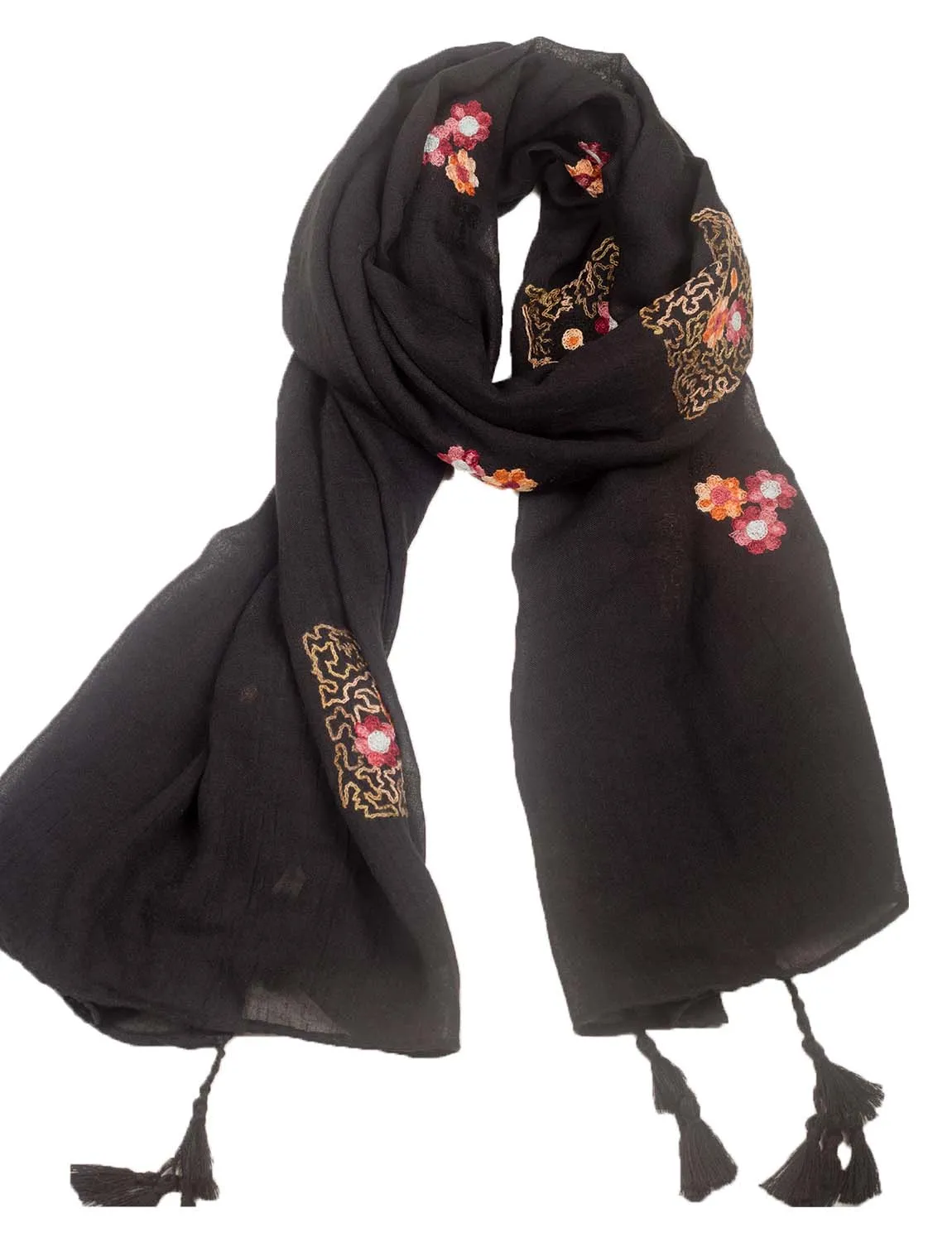 iB-iP Women's Flower Printed Lightweight Embroidered Scarf