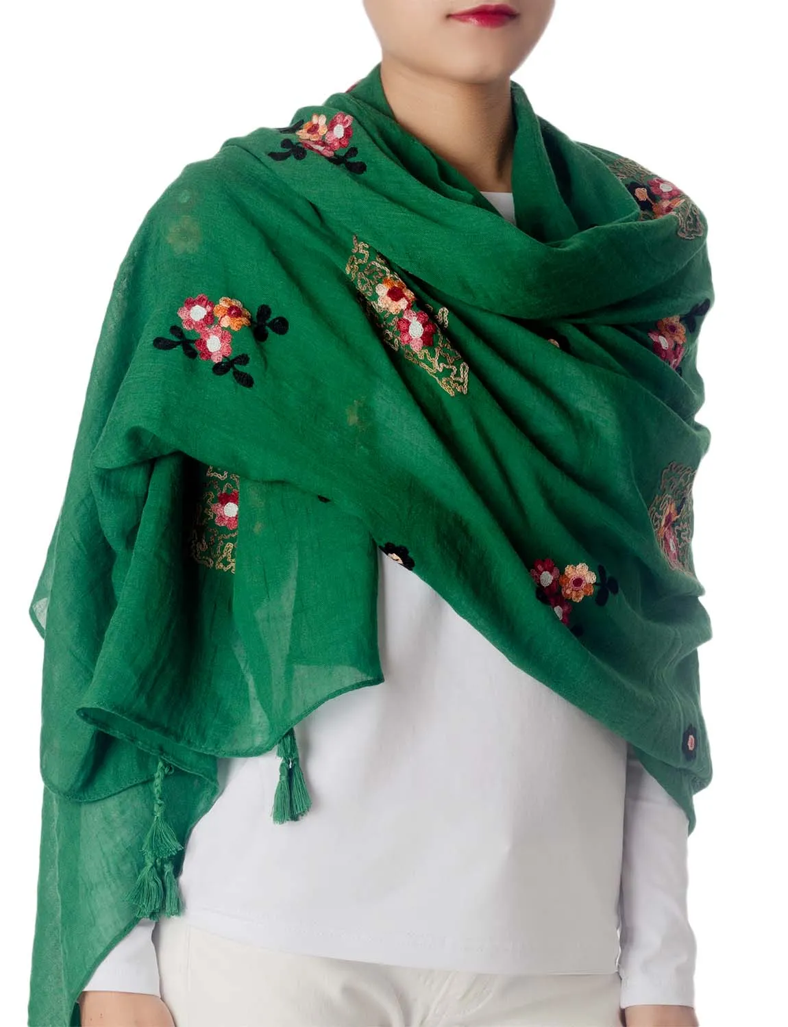 iB-iP Women's Flower Printed Lightweight Embroidered Scarf