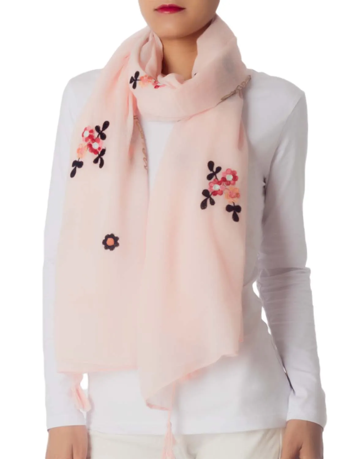 iB-iP Women's Flower Printed Lightweight Embroidered Scarf