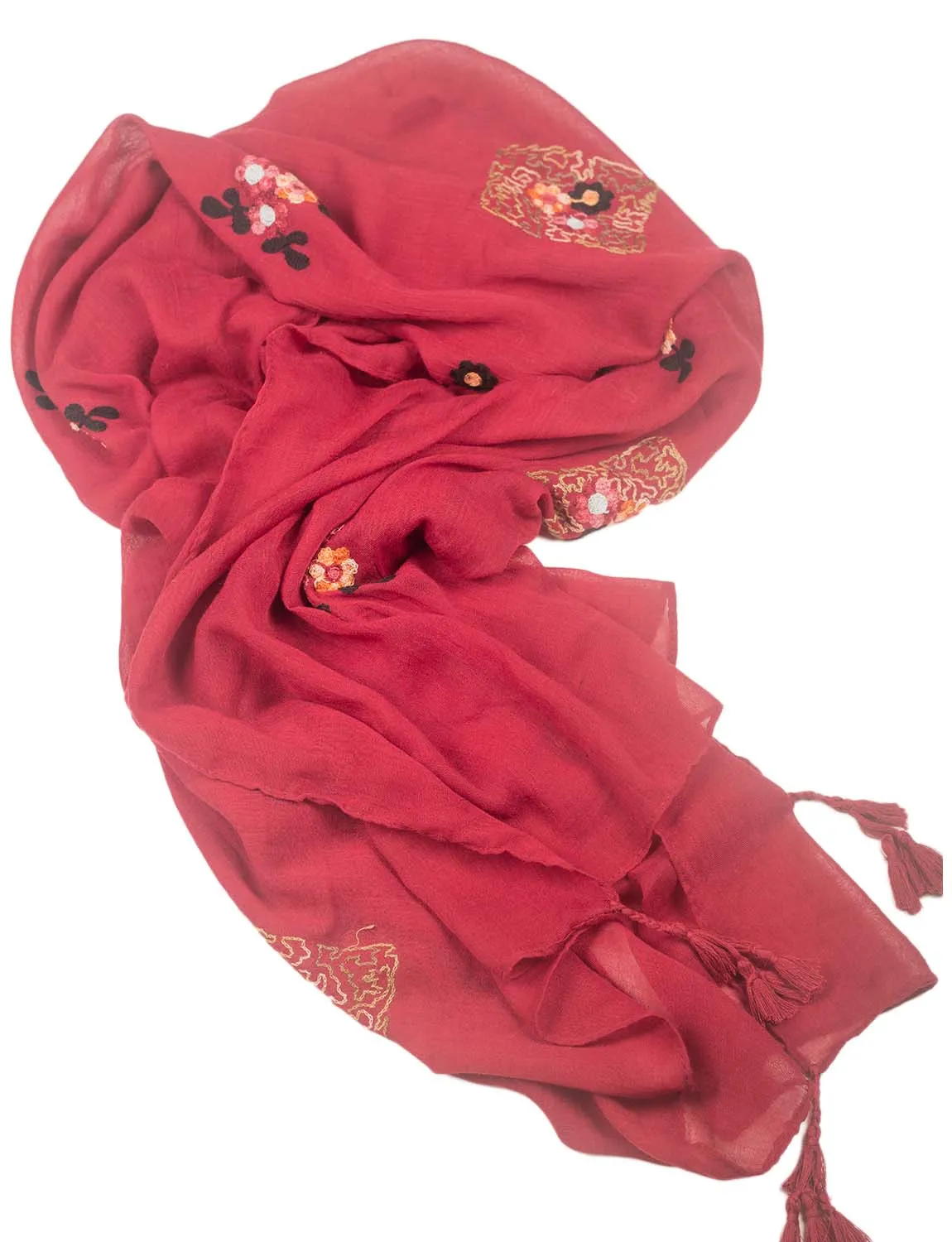 iB-iP Women's Flower Printed Lightweight Embroidered Scarf