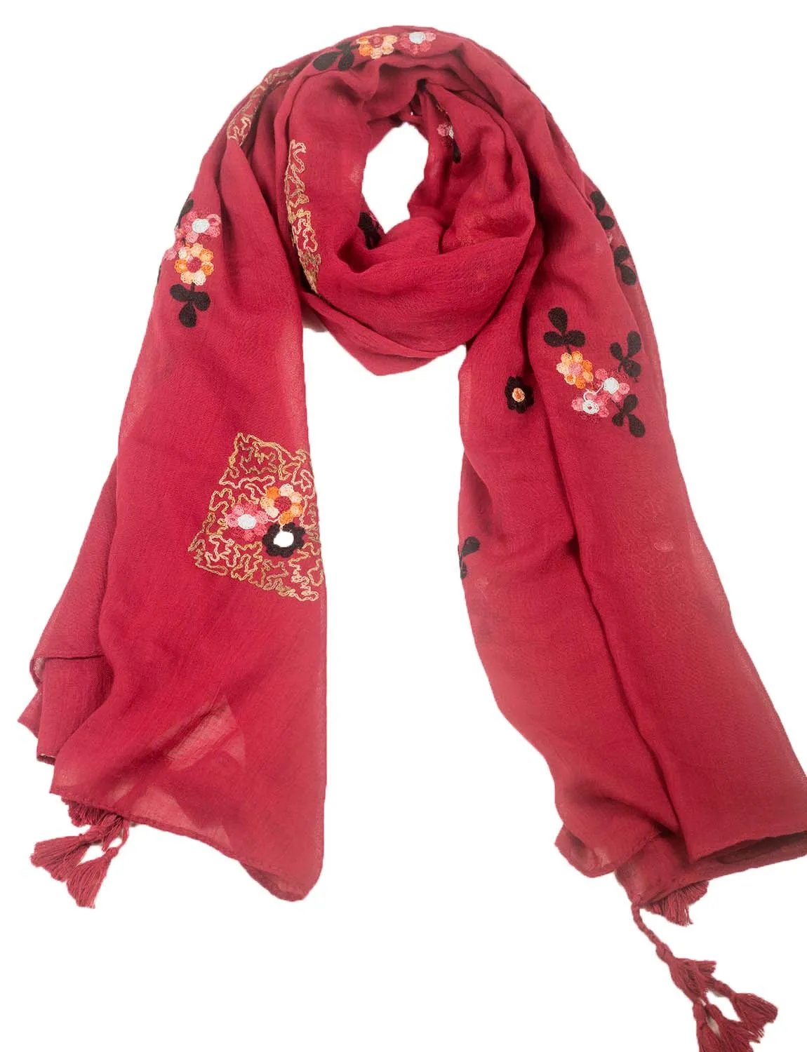 iB-iP Women's Flower Printed Lightweight Embroidered Scarf