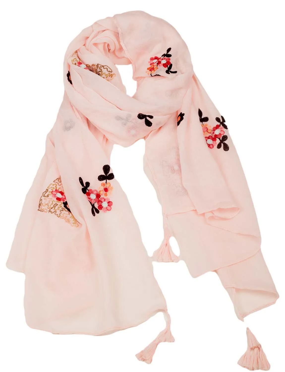 iB-iP Women's Flower Printed Lightweight Embroidered Scarf