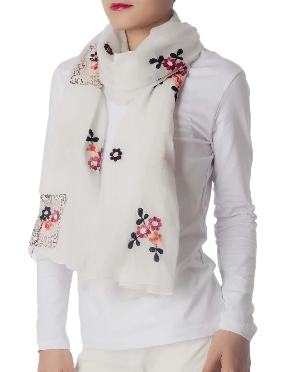 iB-iP Women's Flower Printed Lightweight Embroidered Scarf