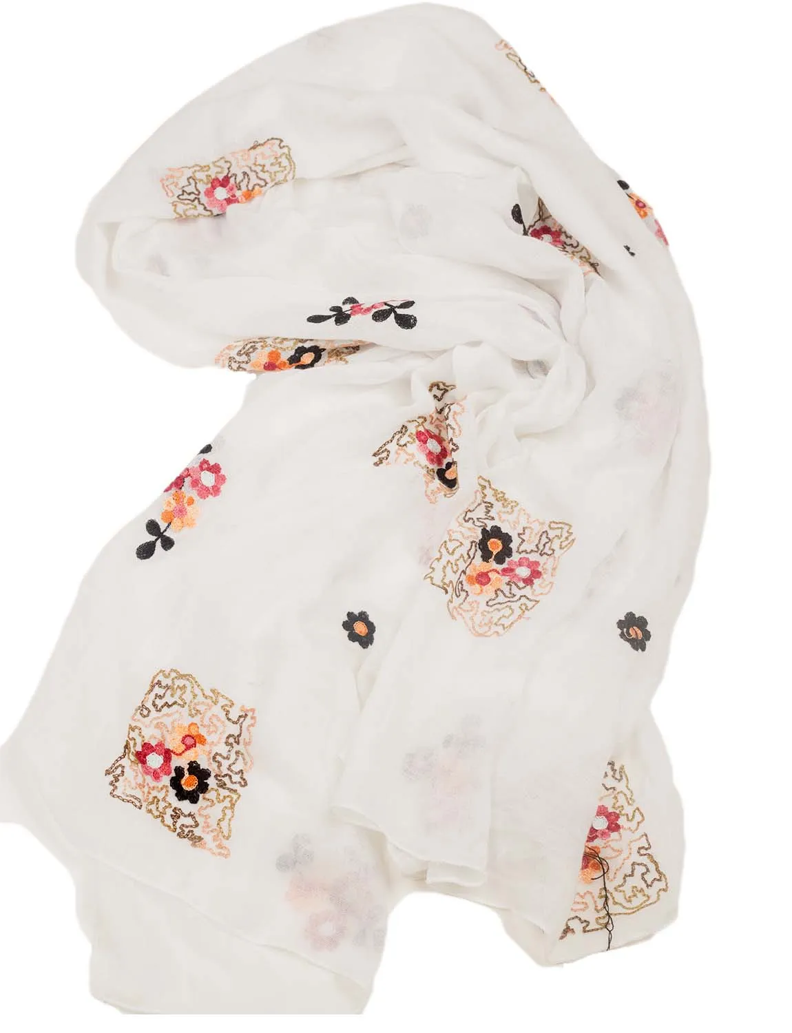 iB-iP Women's Flower Printed Lightweight Embroidered Scarf