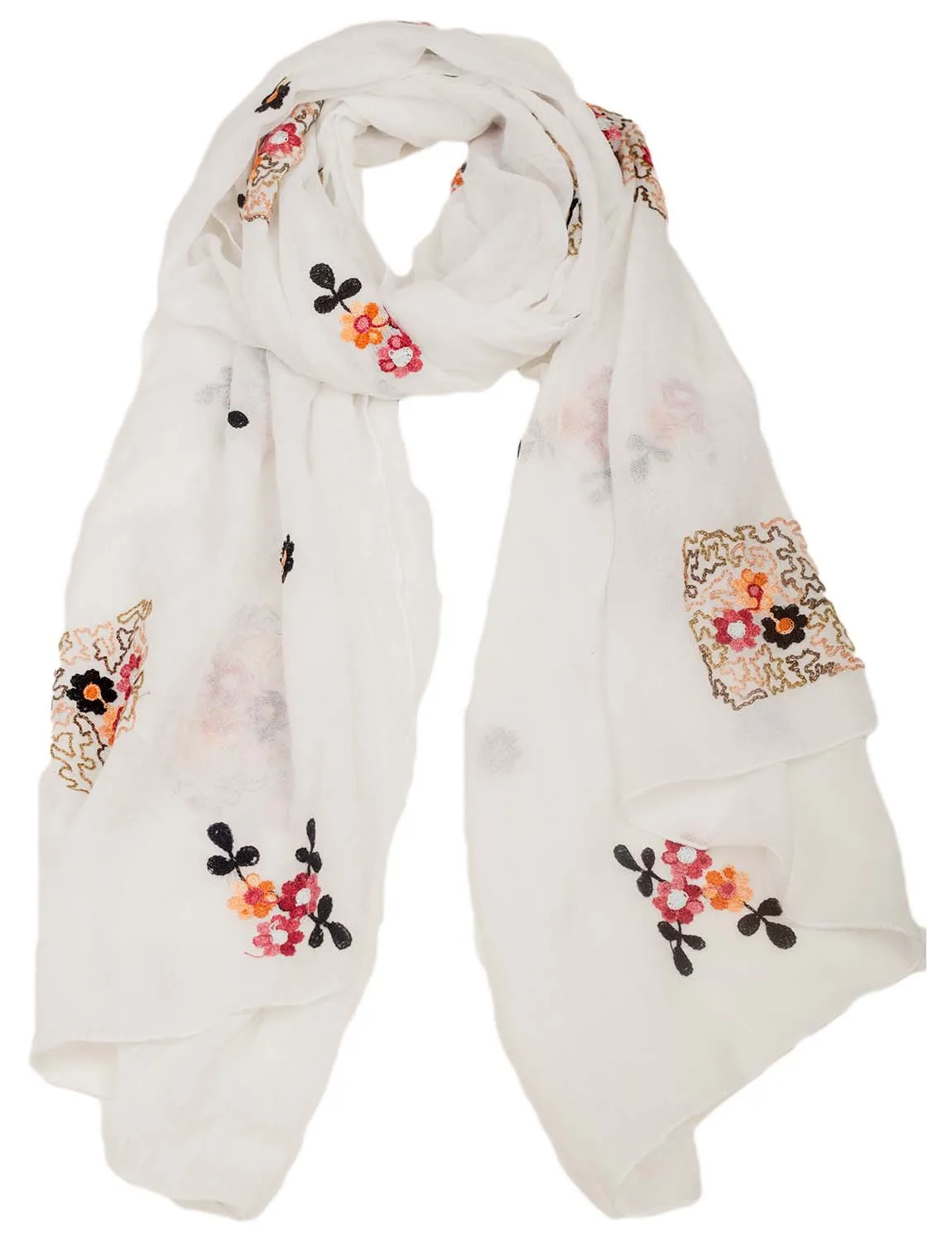 iB-iP Women's Flower Printed Lightweight Embroidered Scarf