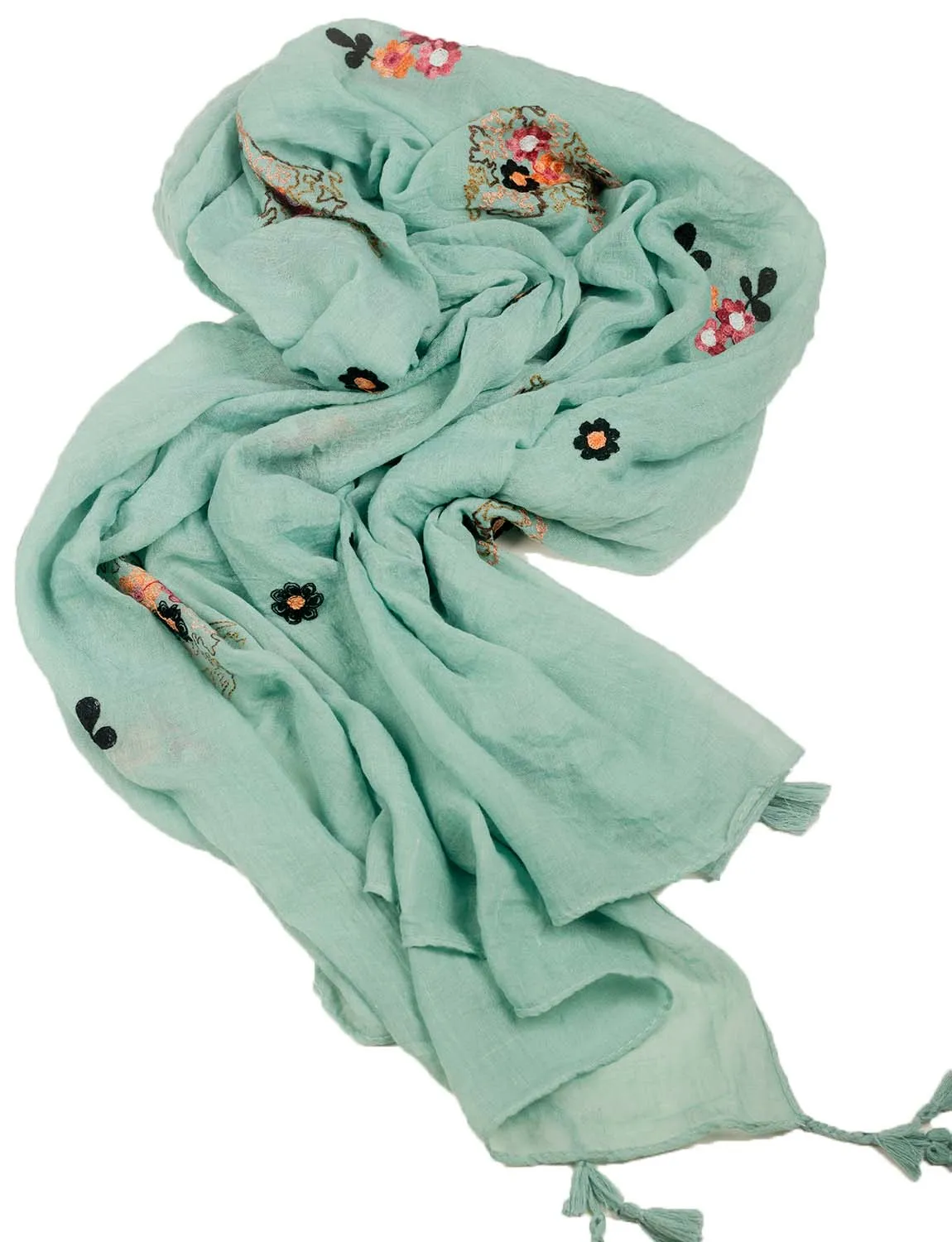 iB-iP Women's Flower Printed Lightweight Embroidered Scarf