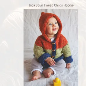 Inca Spun Tweed Childs Hoodie Knitting Pattern (1214)