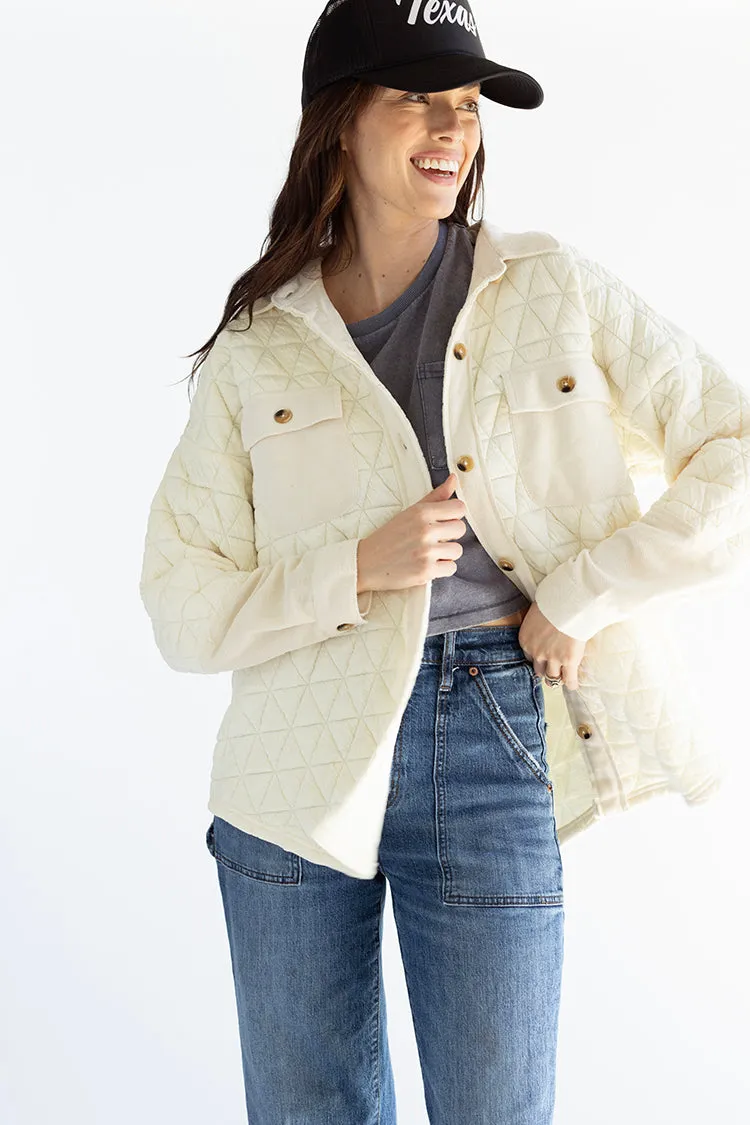 Ivory Quilted Shacket