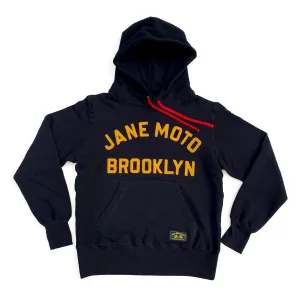 JANE ORGANIC COTTON HOODED SWEATSHIRT with GOLD FELT LETTERING - BLACK