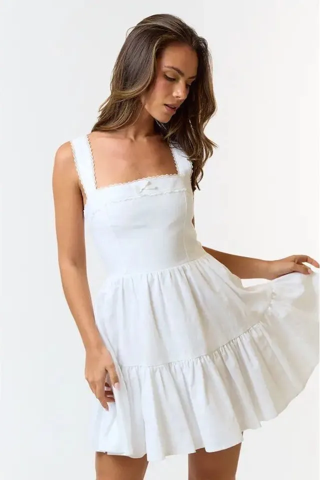 Jasmin Linen Ruffle Dress